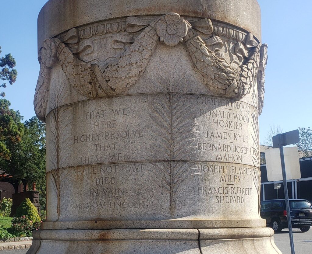 CITIZENS OF SOUTH ORANGE WORLD WAR MEMORIAL SIDE A
