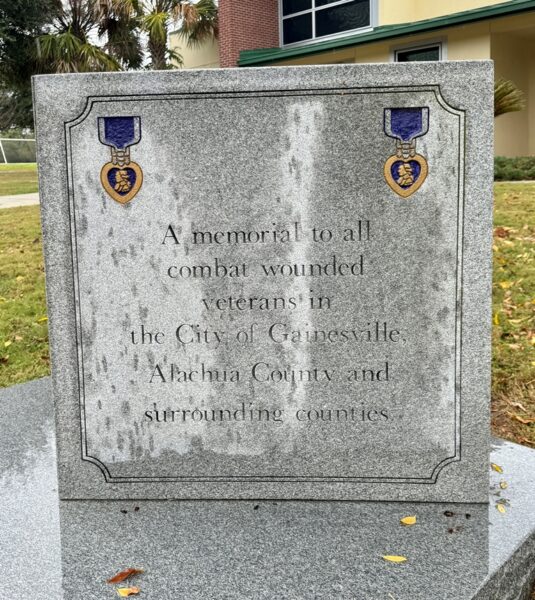 ALACHUA COUNTY COMBAT WOUNDED VETERANS MEMORIAL SIDE B