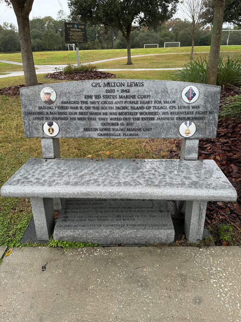 CPL MILTON LEWIS WAR MEMORIAL BENCH