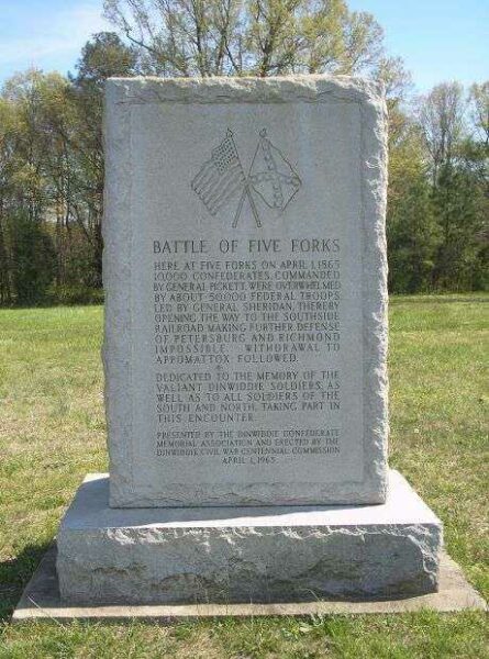 BATTLE OF FIVE FORKS WAR MEMORIAL