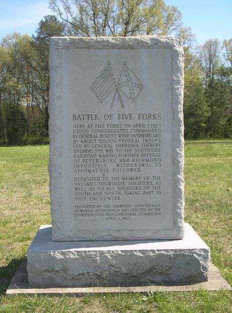 BATTLE OF FIVE FORKS WAR MEMORIAL