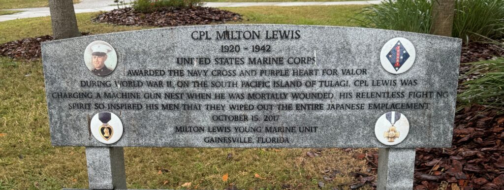 CPL MILTON LEWIS WAR MEMORIAL CLOSE-UP