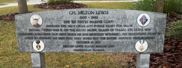 CPL MILTON LEWIS WAR MEMORIAL CLOSE-UP