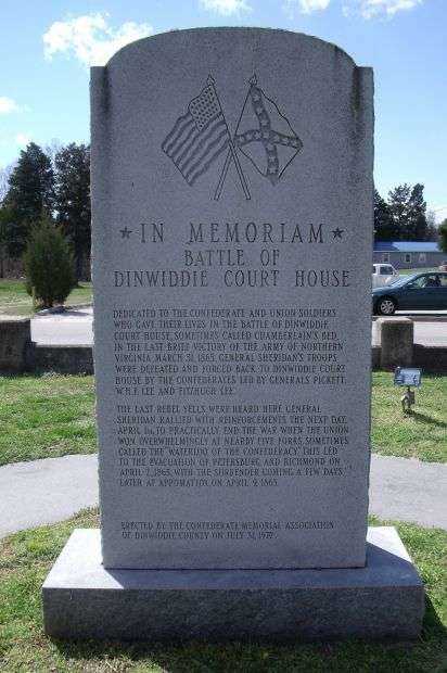 BATTLE OF DINWIDDIE COURTHOUSE WAR MEMORIAL