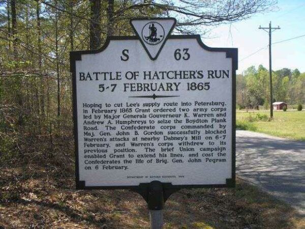 BATTLE OF HATCHER’S RUN WAR MEMORIAL MARKER
