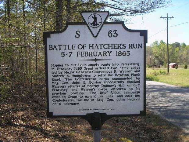 BATTLE OF HATCHER’S RUN WAR MEMORIAL MARKER