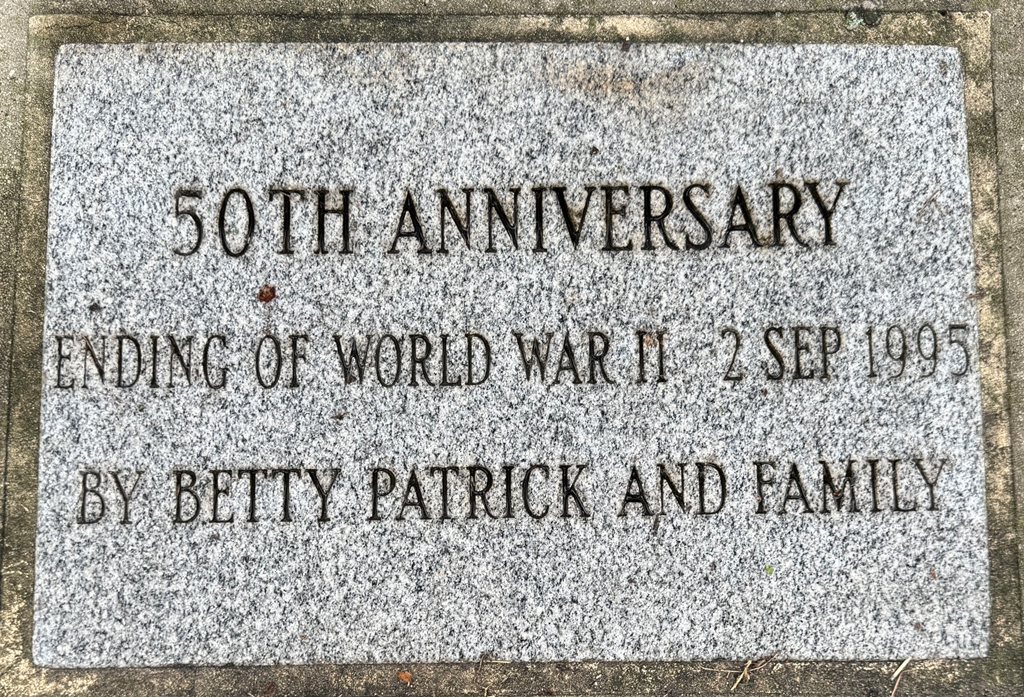 50TH ANNIVERSITY ENDING OF WORLD WAR II MEMORIAL TREE STONE
