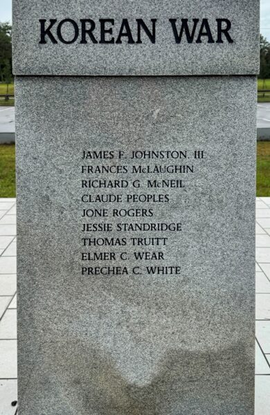 ALACHUA COUNTY KOREAN WAR VETERANS MEMORIAL SIDE B