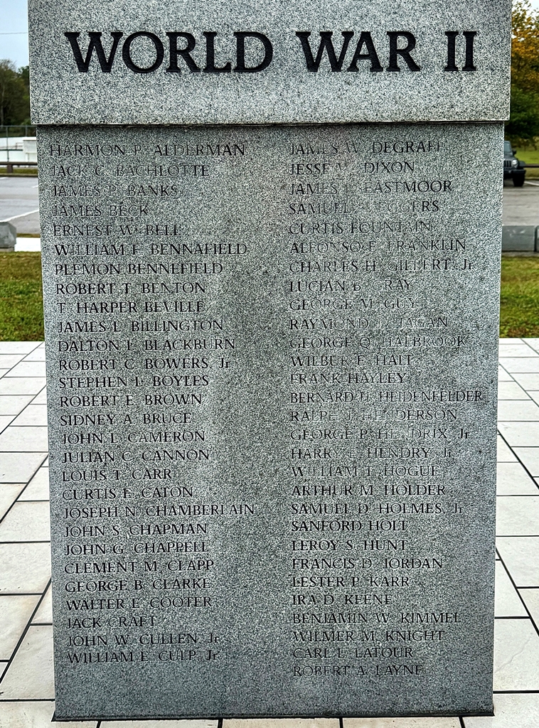 ALACHUA COUNTY WORLD WAR II VETERANS MEMORIAL SIDE A