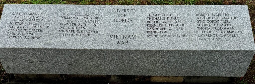 UNIVERSITY OF FLORIDA VIETNAM WAR MEMORIAL STONE