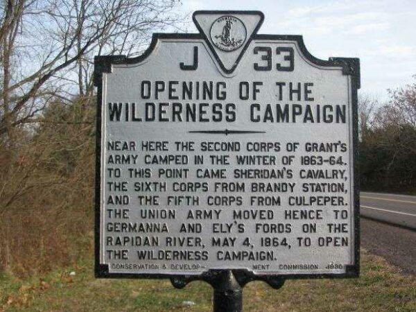 OPENING OF THE WILDERNESS CAMPAIGN WAR MEMORIAL MARKER