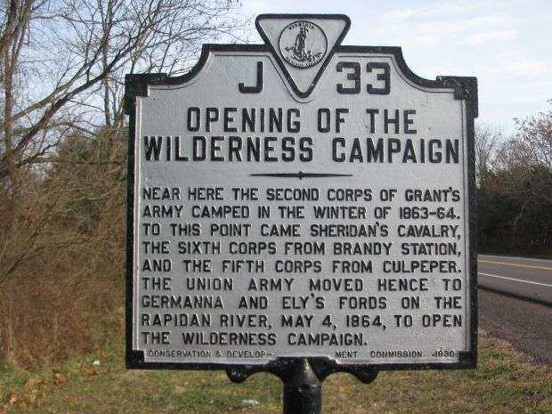OPENING OF THE WILDERNESS CAMPAIGN WAR MEMORIAL MARKER