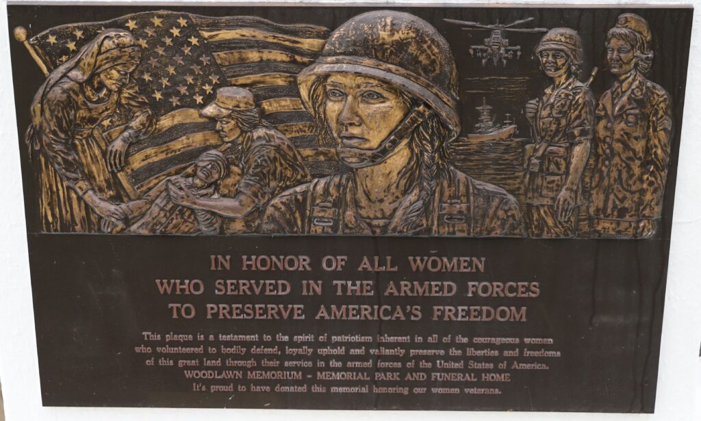 WOODLAWN MEMORIUM IN HONOR OF WOMEN IN THE ARMED