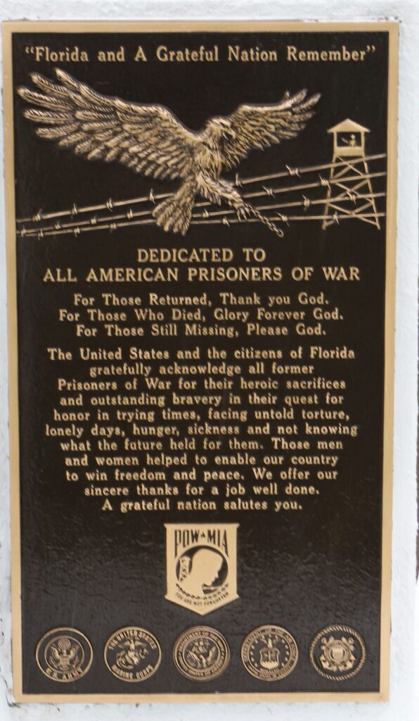 ALL AMERICAN PRISONERS OR WAR MEMORIAL PLAQUE