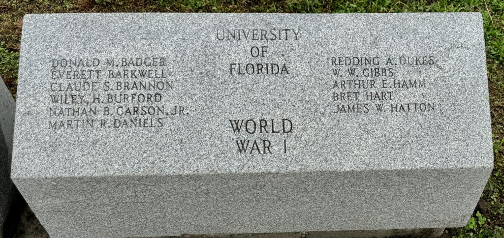 UNIVERSITY OF FLORIDA WORLD WAR I MEMORIAL