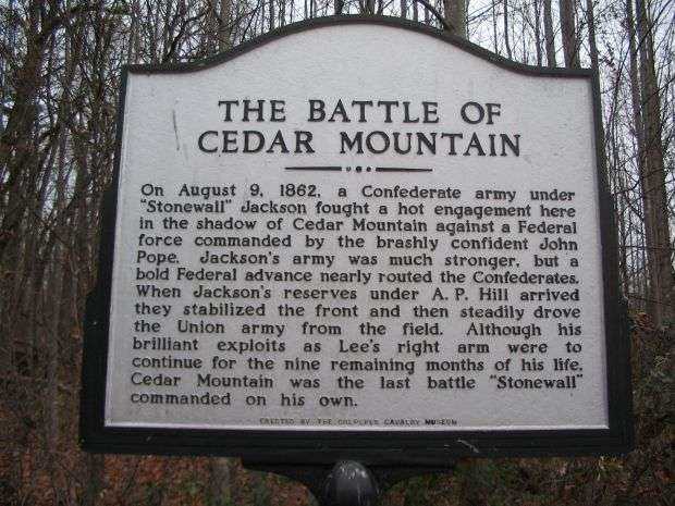 THE BATTLE OF CEDAR MOUNTAIN WAR MEMORIAL MARKER