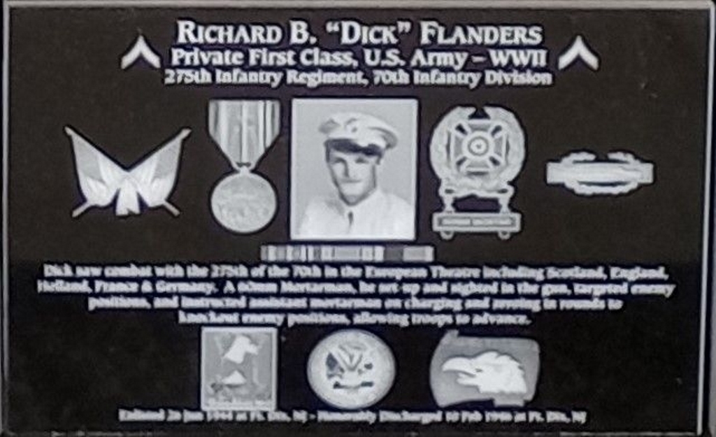 RICHARD B. “DICK” FLANDERS WAR MEMORIAL PLAQUE