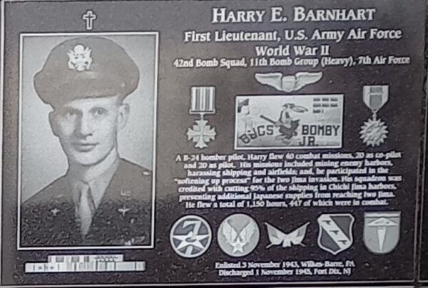 HARRY E. BARNHART WAR MEMORIAL PLAQUE