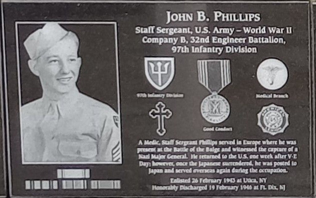 JOHN B. PHILLIPS WAR MEMORIAL PLAQUE