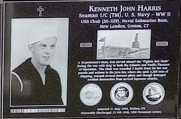 KENNETH JOHN HARRIS WAR MEMORIAL PLAQUE