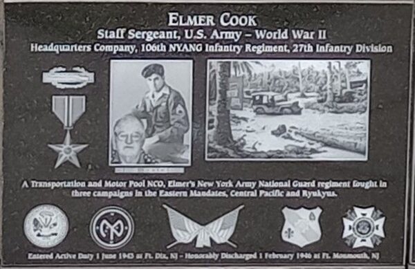 ELMER COOK WAR MEMORIAL PLAQUE