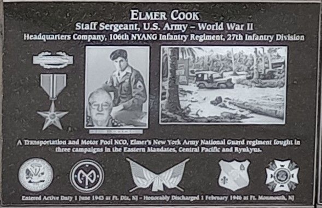 ELMER COOK WAR MEMORIAL PLAQUE