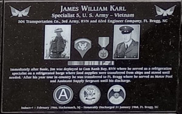 JAMES WILLIAM KARL WAR MEMORIAL PLAQUE