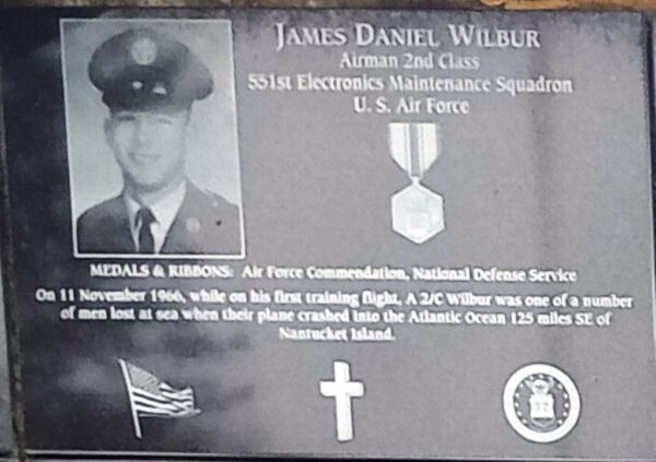 JAMES DANIEL WILBUR MEMORIAL PLAQUE