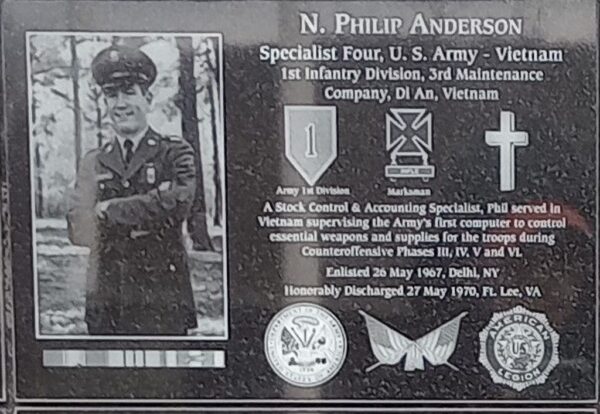 N. PHILIP ANDERSON WAR MEMORIAL PLAQUE