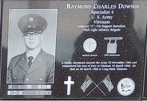 RAYMOND CHARLES DOWNIN WAR MEMORIAL PLAQUE