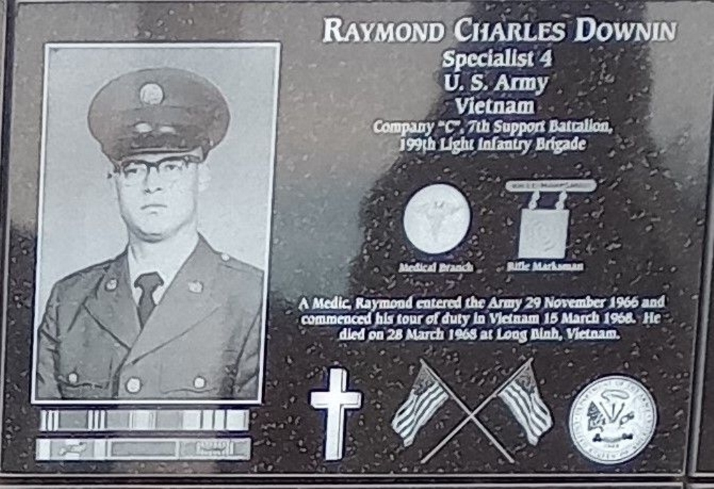 RAYMOND CHARLES DOWNIN WAR MEMORIAL PLAQUE