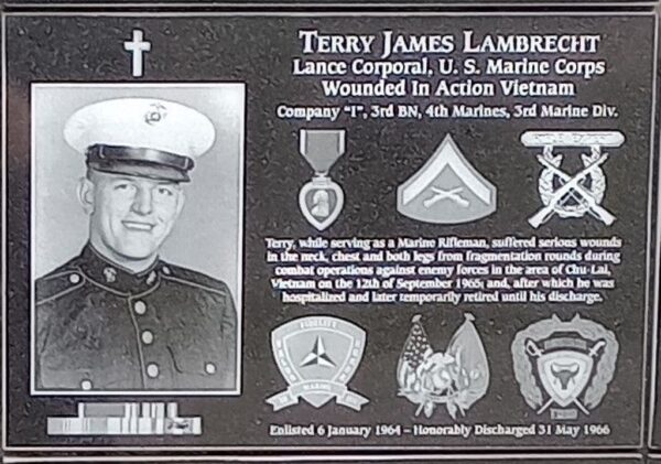 TERRY JAMES LAMBRECHT WAR MEMORIAL PLAQUE