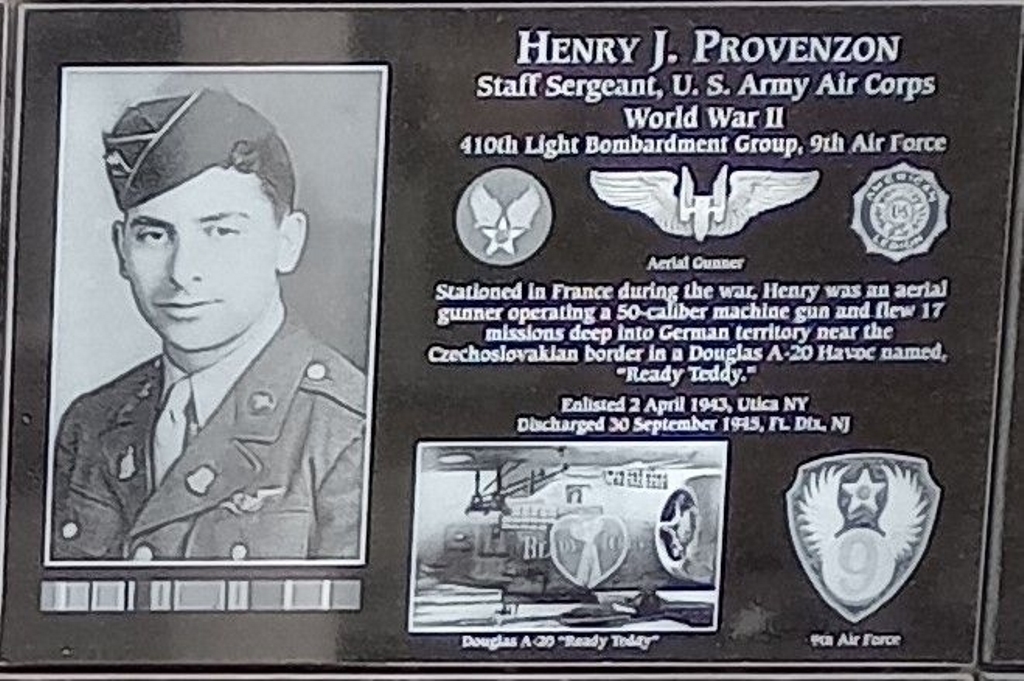 HENRY J. PROVENZON WAR MEMORIAL PLAQUE