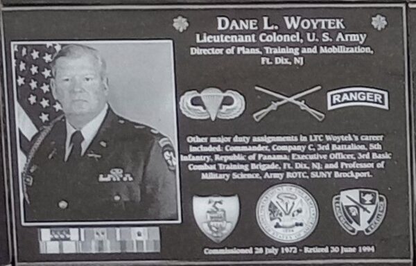 DANE L. WOYTEK WAR MEMORIAL PLAQUE