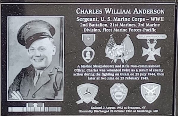 CHARLES WILLIAM ANDERSON WAR MEMORIAL PLAQUE