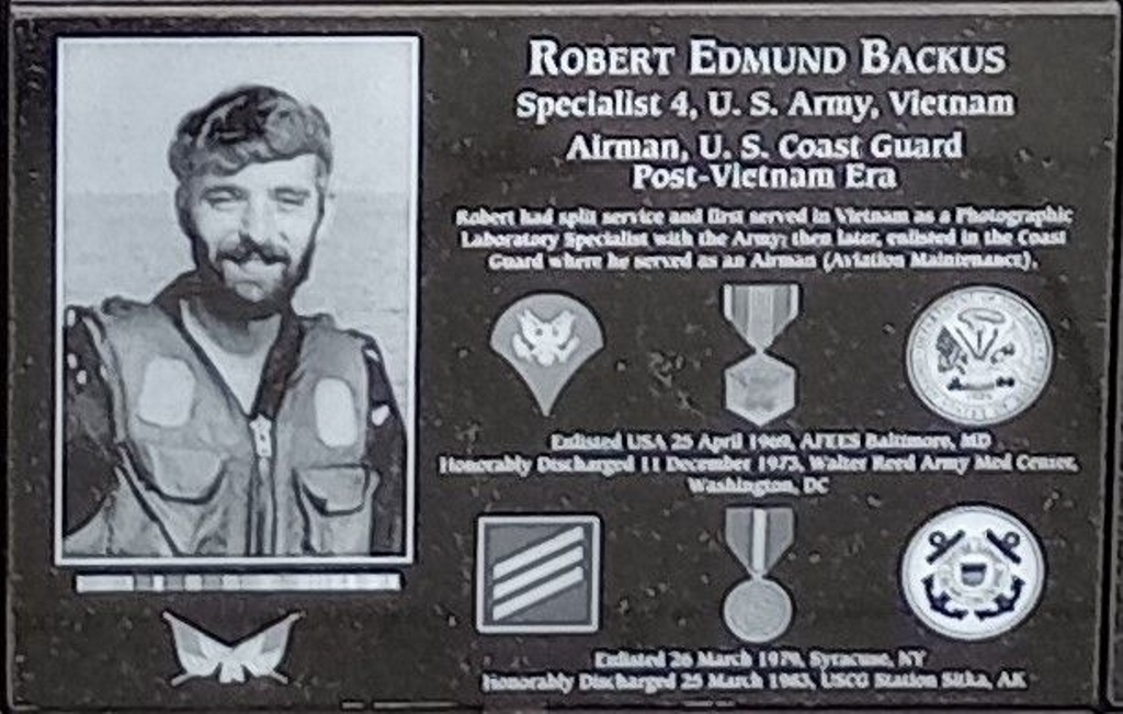 ROBERT EDMUND BACKUS WAR MEMORIAL PLAQUE