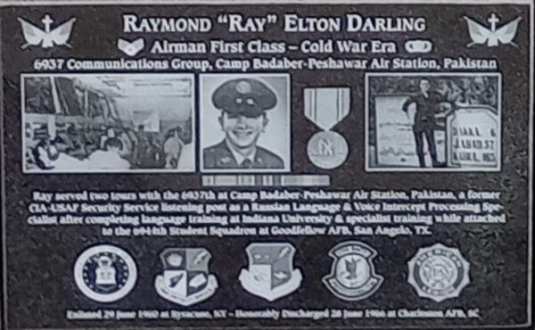 RAYMOND “RAY” ELTON DARLING WAR MEMORIAL PLAQUE