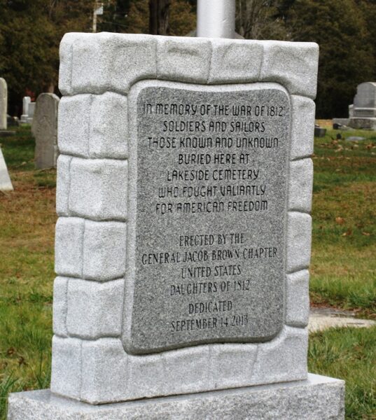 LAKESIDE CEMETERY SOLDIERS AND SAILORS WAR OF 1812 MEMORIAL