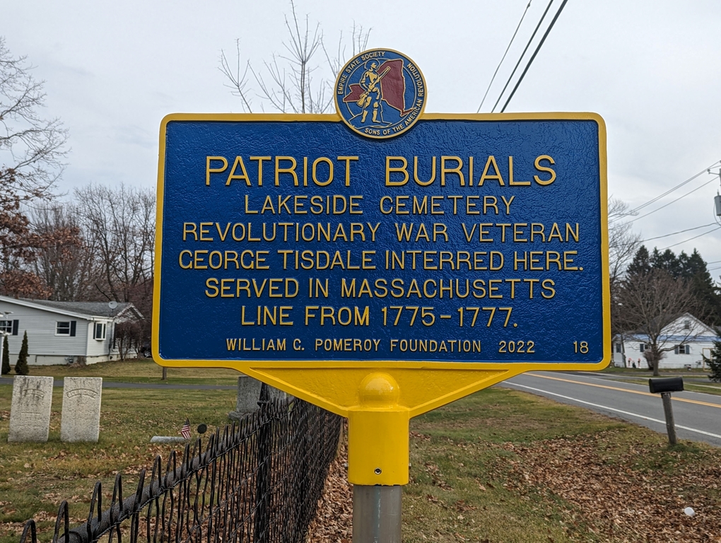 PATRIOT BURIALS LAKESIDE CEMETERY REVOLUTIONARY WAR MEMORIAL MARKER