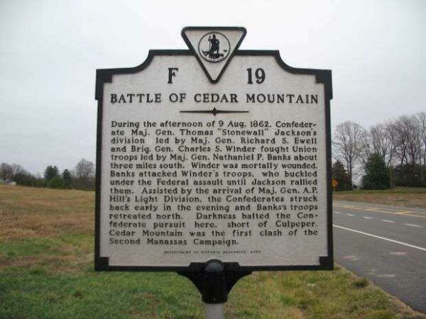 BATTLE OF CEDAR MOUNTAIN WAR MEMORIAL MARKER