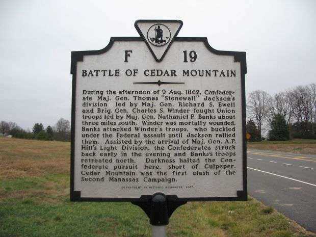 BATTLE OF CEDAR MOUNTAIN WAR MEMORIAL MARKER