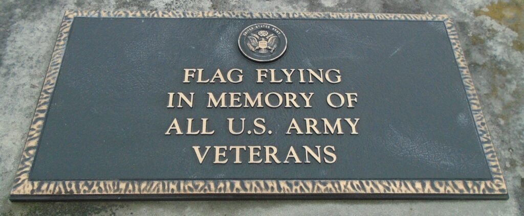 FLAG FLYING VETERANS MEMORIAL PLAQUE A