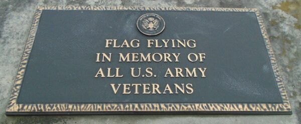 FLAG FLYING VETERANS MEMORIAL PLAQUE A