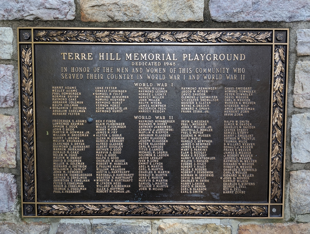 TERRE HILL MEMORIAL PLAYGROUND PLAQUE