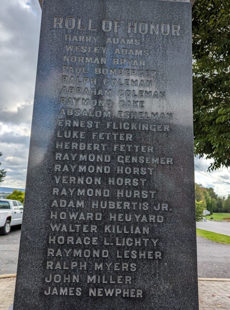 TERRE HILL AND VICINITY WORLD WAR MEMORIAL SIDE B