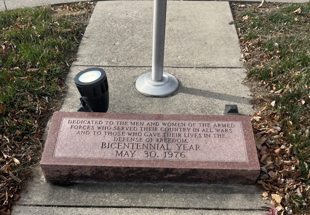 ELLIS GROVE ALL WARS VETERANS MEMORIAL FLAGPOLE STONE