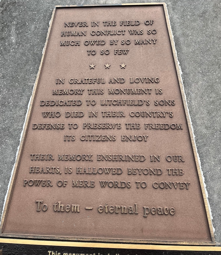 LITCHFIELD, ILLINOIS AREA WAR VETERANS MEMORIAL PLAQUE A