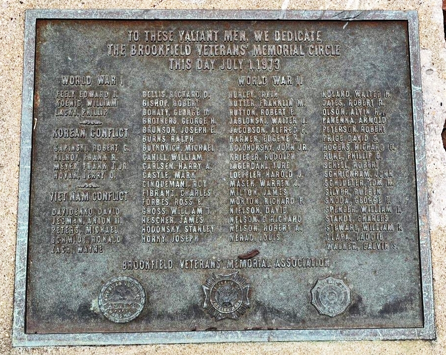 VILLAGE OF BROOKFIELD VETERANS MEMORIAL PARK PLAQUE