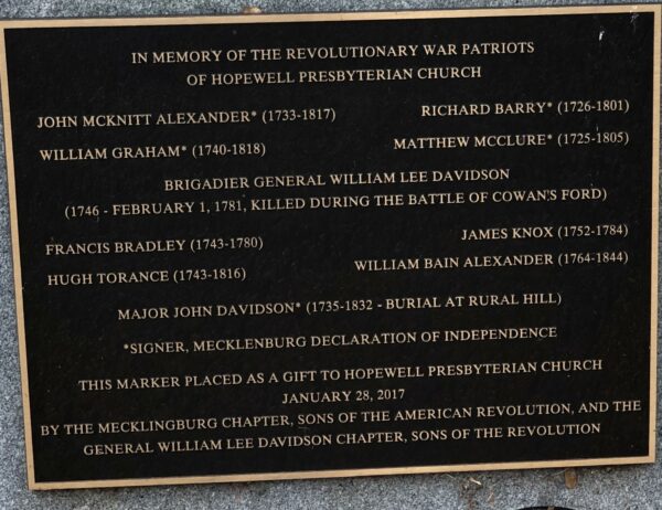 REVOLUTIONARY WAR SOLDIER WILLIAM BAIN ALEXANDER MEMORIAL PLAQUE