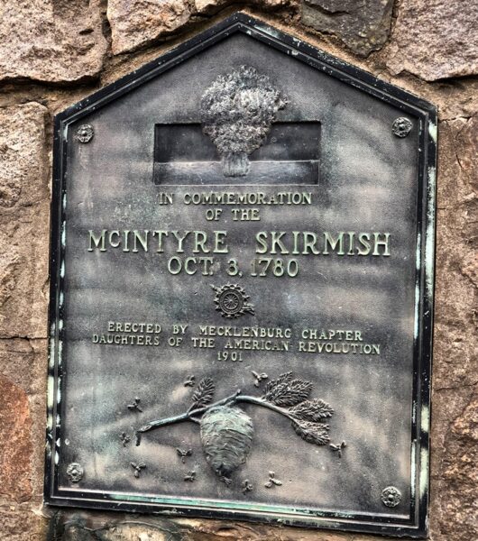 MCINTYRE SKIRMISH REVOLUTIONARY WAR MEMORIAL PLAQUE